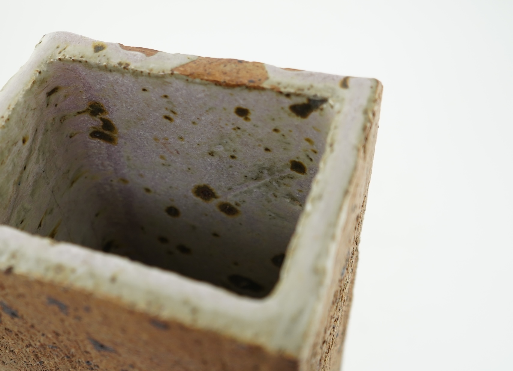 Derek Davis (1926–2008): A tall slab built stoneware rectangular vase